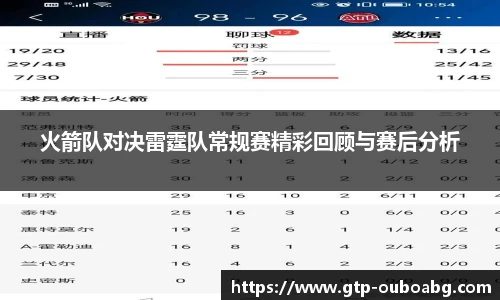 火箭队对决雷霆队常规赛精彩回顾与赛后分析